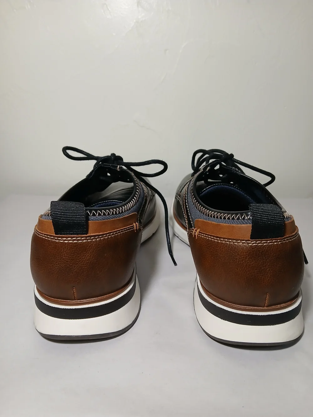 JF Memory Foam Men’s Black & Brown Lace-Up Oxford Shoes 9.5M